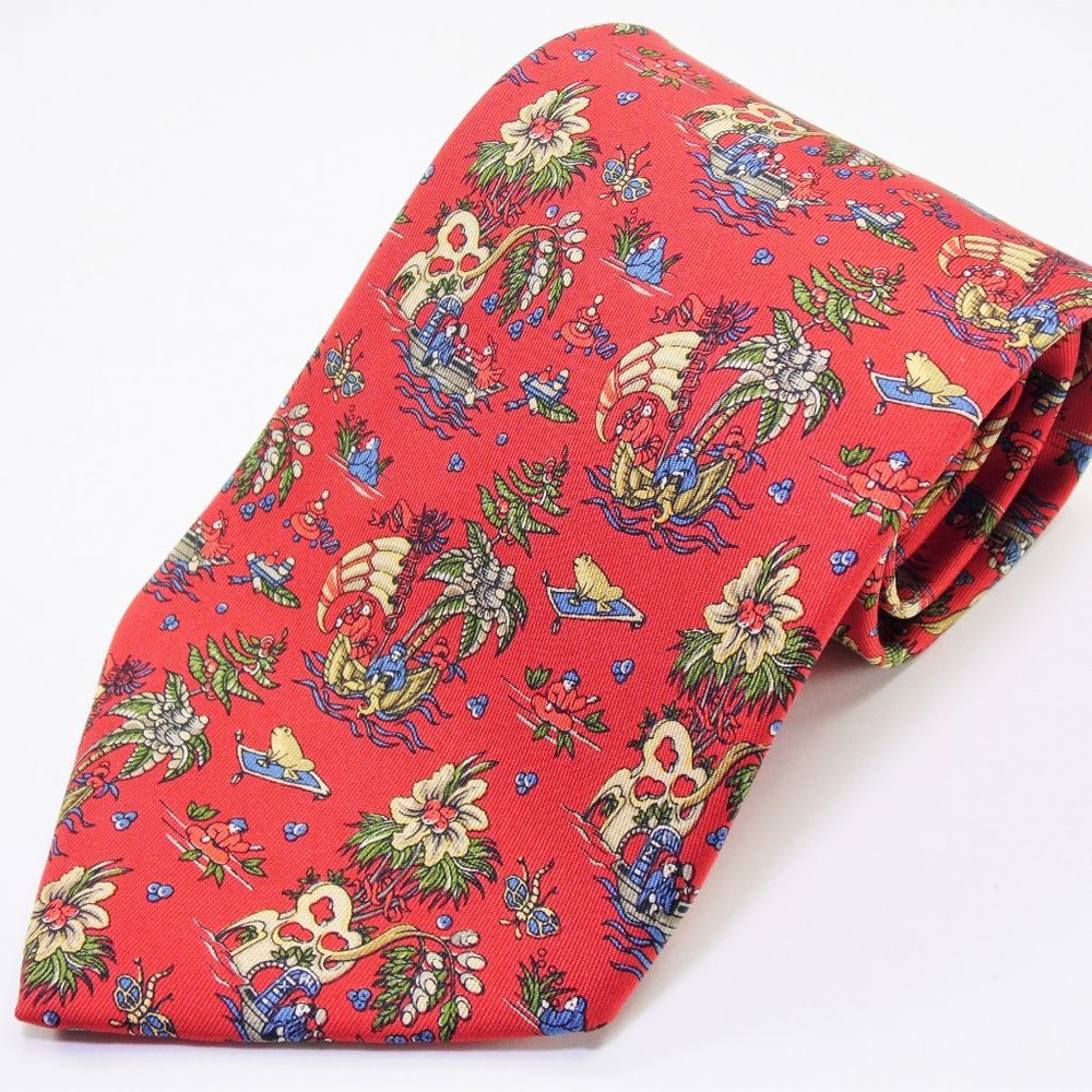 Salvatore Ferragamo Red Multicolor Whimsical Tie
